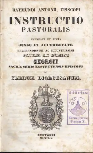 RAYMUND, Instructio pastoralis. Emendata et... 1854