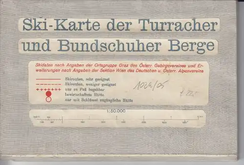 Ski-Karte der Turracher und Bundschuher Berge. 1920