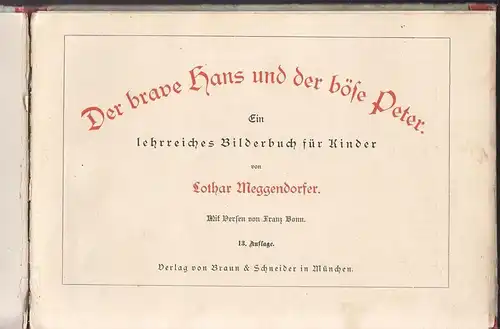 MEGGENDORFER, Der brave Hans und der böse... 1910