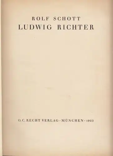 SCHOTT, Ludwig Richter. 1923