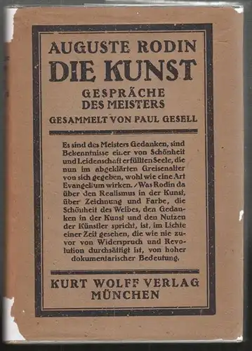 RODIN, Die Kunst. Gespräche des Meisters... 1920