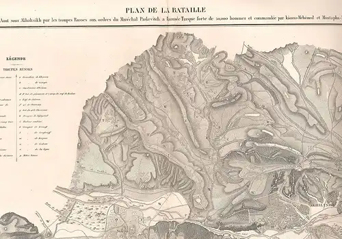 Plan de la Bataille. Livrée le 9 Aout sous Akhaltsikh par les troupes Russes aux