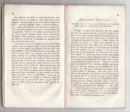 STAËL-HOLSTEIN, Réflexions sur le Suicide. 1813