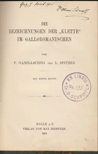 GAMILLSCHEG, Die Bezeichnung der 'Klette' im... 1915