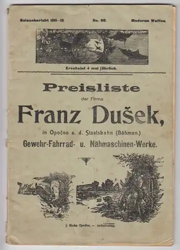 Preisliste der Firma Franz Dusek, in Opocno... 1911