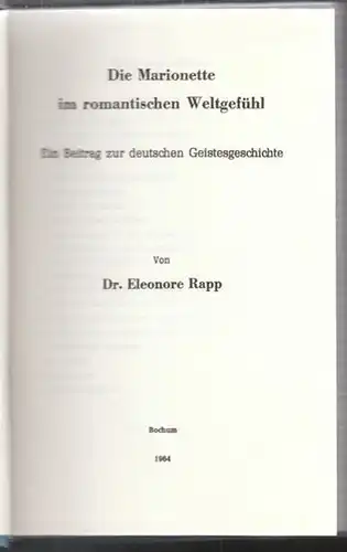 RAPP, Die Marionette im romantischen... 1964