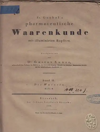 GOEBEL, Pharmaceutische Waarenkunde mit... 1830