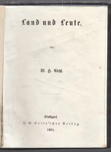 RIEHL, Land und Leute. 1861