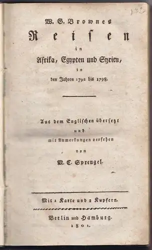 BROWNE, Reisen in Afrika, Egypten und Syrien,... 1801