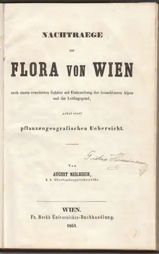 NEILREICH, Nachtraege zur Flora von Wien. nach... 1851