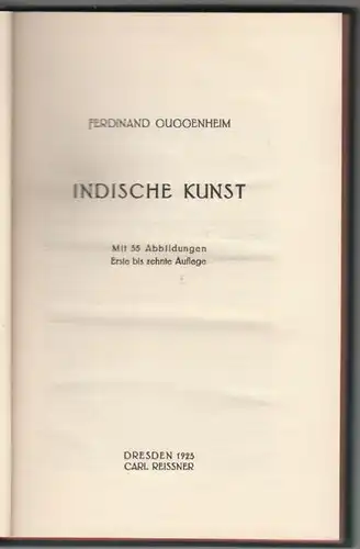 GUGGENHEIM, Indische Kunst. 1923