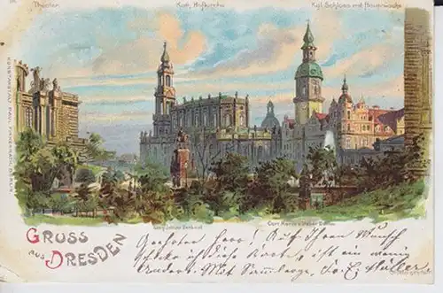 Gruss aus Dresden. Theater. Katholische... 1898