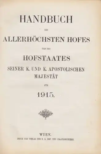 Handbuch des allerhöchsten Hofes und des... 1915
