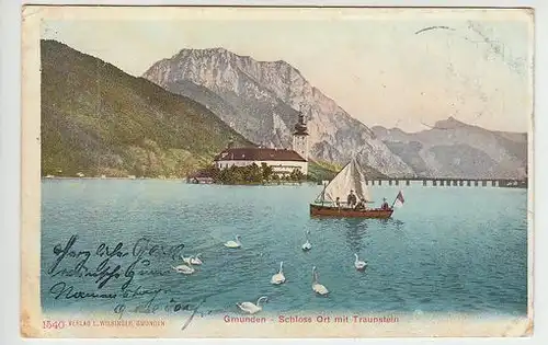Gmunden - Schloss Ort mit Traunstein. 1900