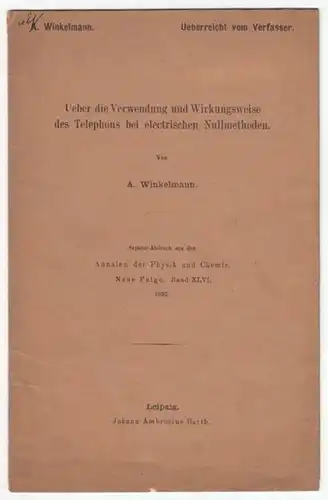 WINKELMANN, Ueber die Verwendung und... 1892