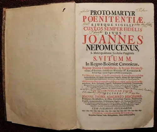 BERGHAUER, Proto-Martyr poenitentiae ejusque... 1736