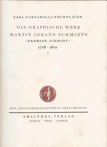 GARZAROLLI-THURNLACKH, Das graphische Werk... 1925