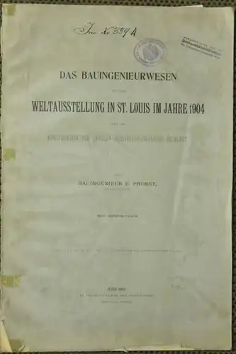 PROBST, Das Bauingenieurwesen auf der... 1906