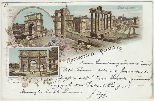 Ricordo di Roma. Foro Romano. Arco di Tito.... 1890