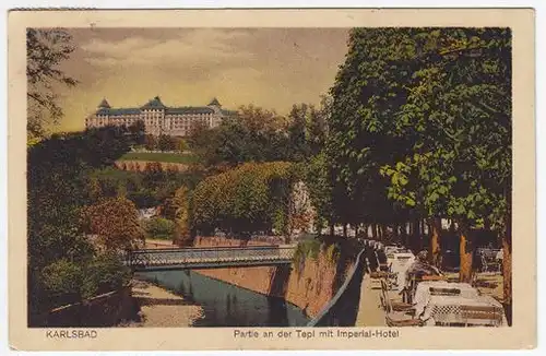 Karlsbad. Partie an der Tepl mit Imperial-Hotel. 1900