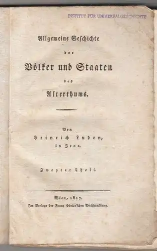 LUDEN, Allgemeine Geschichte der Völker und... 1817