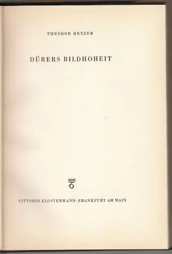 HETZER, Dürers Bildhoheit. 1939
