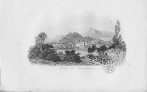 Salzburg vom Capucinerberg aus. 1842