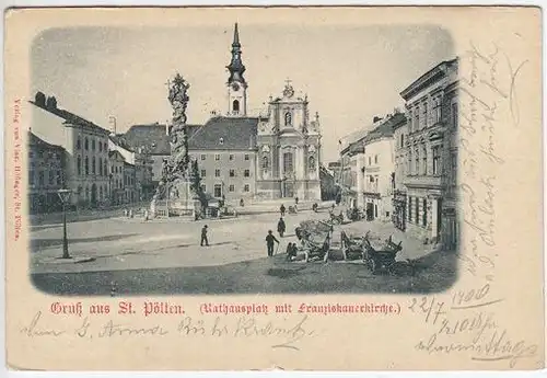 Gruß aus St. Pölten. (Rathausplatz mit... 1900