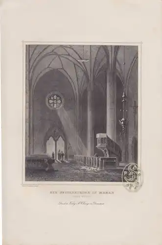 Die Spitalskirche in Meran. Innere Ansicht. 1842