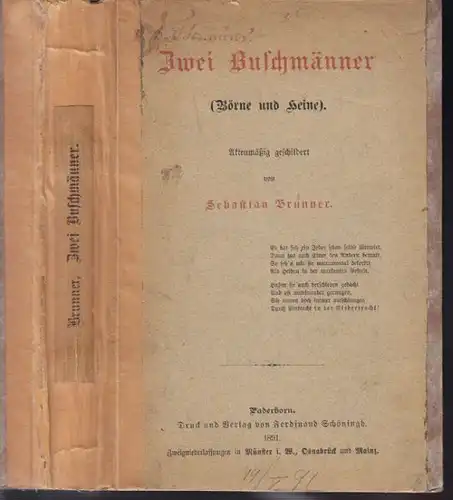 BRUNNER, Zwei Buschmänner (Börne und Heine).... 1891