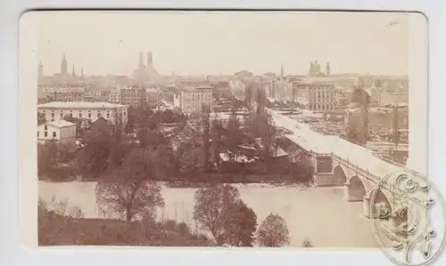 Blick über Isar/Isarbrücke Richtung Frauenkirche 1900