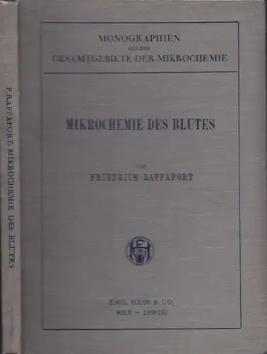 RAPPAPORT, Mikrochemie des Blutes. Mit einem... 1935