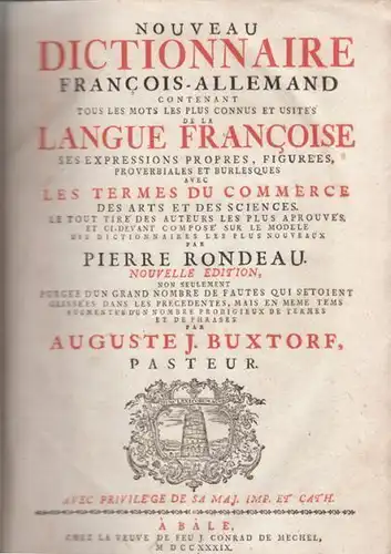 RONDEAU, Nouveau Dictionnaire Francois-Allemand... 1739