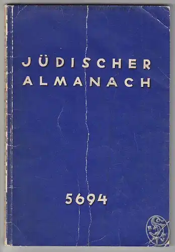 WELTSCH, Jüdischer Almanach auf das Jahr 5694. 1933