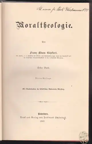 Moraltheologie. GÖPFERT, Franz Adam.