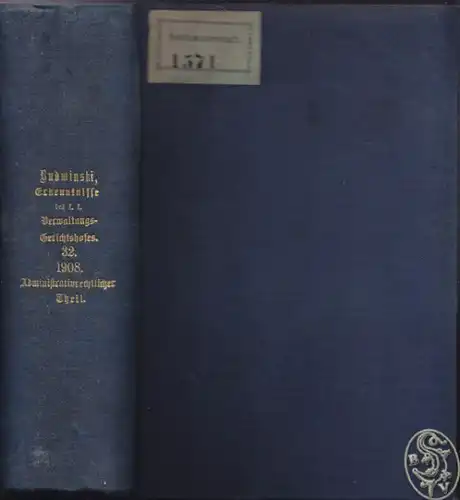 BUDWINSKIS Sammlung der Erkenntnisse des k.k.... 1908