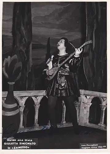 Teatro alla Scala. Giulietta Simionato in "Zanetto". SIMIONATO, Giulietta, Sänge