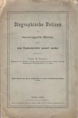 DAUERER, Biographische Notizen über... 1893