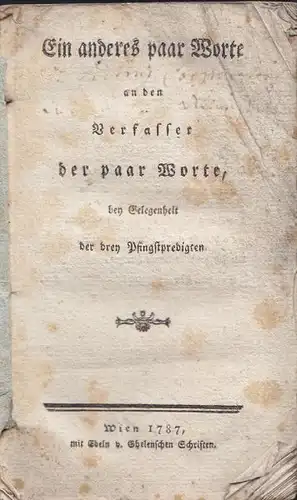 Ein anderes paar Worte an den Verfasser der... 1787