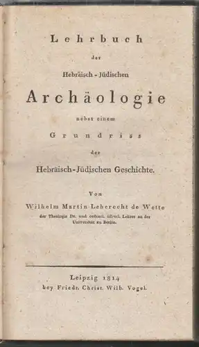 WETTE, Lehrbuch der Hebräisch-Jüdischen... 1814