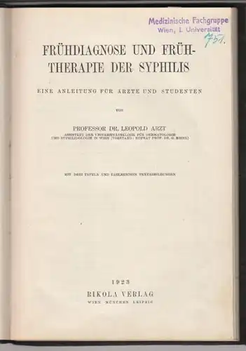 ARZT, Frühdiagnose und Frühtherapie der... 1923