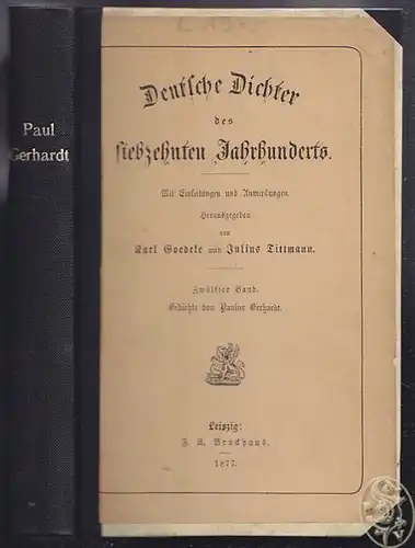 GERHARDT, Gedichte. Herausgegeben von Karl... 1877