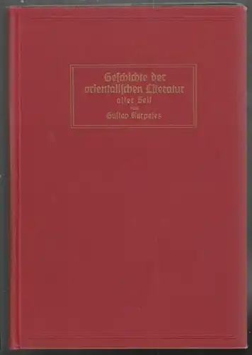 KARPELES, Geschichte der orientalischen... 1900