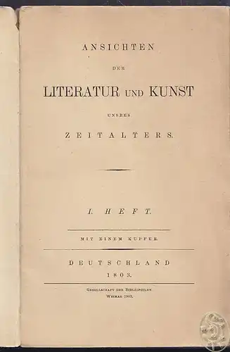 MERKEL, Ansichten der Literatur und Kunst... 1903