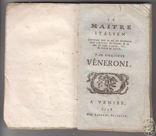 VENERONI Giovanni., Le Maitre Italien.... 1798