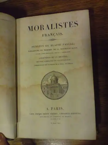 PASCAL, Moralistes Francais. Pensées de Blaise... 1841