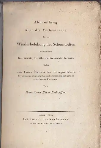 RUDTORFFER, Abhandlung über die Verbesserung... 1821