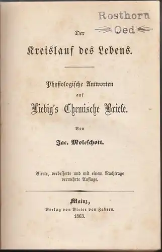 MOLESCHOTT, Der Kreislauf des Lebens.... 1863