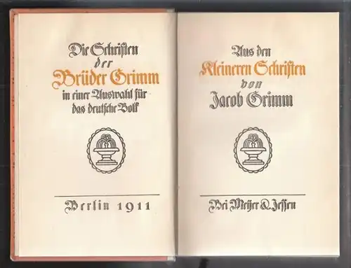 GRIMM, Aus den kleineren Schriften. 1911