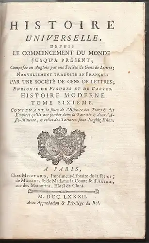 Histoire Universelle, depuis le Commencement du... 1782